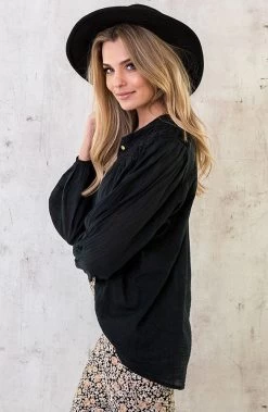Katoenen Oversized Detail Blouse Black -Kleding Promotie Winkel Katoenen Oversized Detail Blouse Black 5 586x900 1