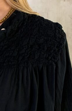 Katoenen Oversized Detail Blouse Black -Kleding Promotie Winkel Katoenen Oversized Detail Blouse Black 586x900 1