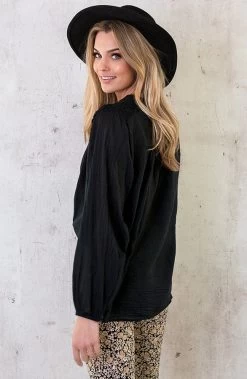 Katoenen Oversized Detail Blouse Black -Kleding Promotie Winkel Katoenen Oversized Detail Blouse Black 6 586x900 1