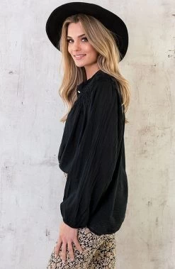 Katoenen Oversized Detail Blouse Black -Kleding Promotie Winkel Katoenen Oversized Detail Blouse Black 7 586x900 1