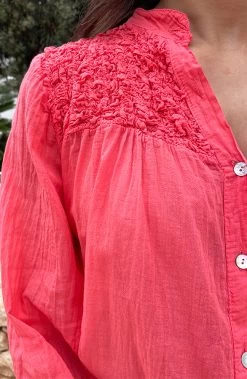 Katoenen Oversized Detail Blouse Koraal -Kleding Promotie Winkel Katoenen Oversized Detail Blouse Koraal 5 586x900 1