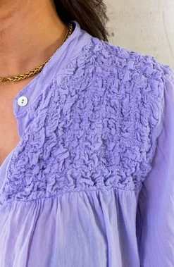 Musthave Deal Katoenen Oversized Detail Blouse -Kleding Promotie Winkel Katoenen Oversized Detail Blouse Lila 1 586x900 1