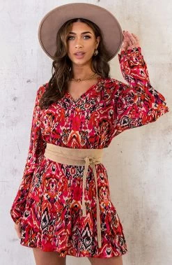 Katoenen V-hals Print Blouse Multicolor -Kleding Promotie Winkel Katoenen Print Set Fuchsia Zwart 5 586x900 1