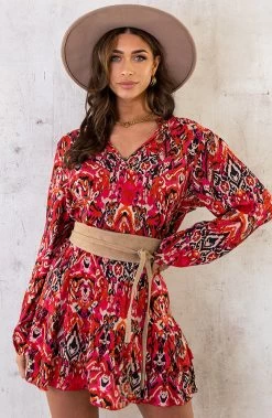 Katoenen V-hals Print Blouse Multicolor -Kleding Promotie Winkel Katoenen Print Set Fuchsia Zwart 6 586x900 1