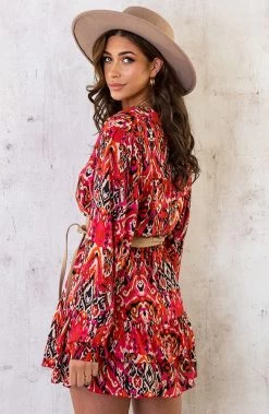 Katoenen V-hals Print Blouse Multicolor -Kleding Promotie Winkel Katoenen Print Set Fuchsia Zwart 8 586x900 1