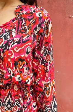 Katoenen V-hals Print Blouse Multicolor -Kleding Promotie Winkel Katoenen Print Set Multicolor 1 586x900 1