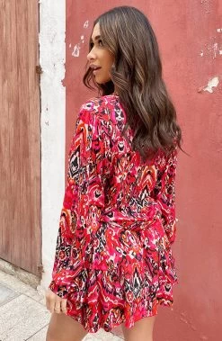 Katoenen V-hals Print Blouse Multicolor -Kleding Promotie Winkel Katoenen Print Set Multicolor 4 586x900 1