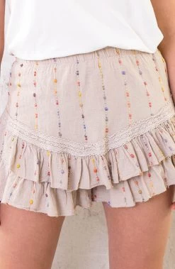 Katoenen Skort Stippen Print Beige