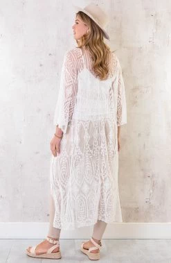 Kimono Leaves Ecru -Kleding Promotie Winkel Kimono Leaves Ecru 5 586x900 2