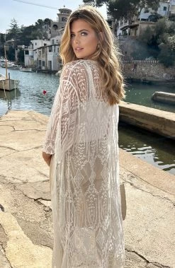 Kimono Leaves Ecru -Kleding Promotie Winkel Kimono Leaves Ecru 6 586x900 1