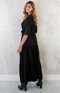 Kimono Maxi Dress Zwart -Kleding Promotie Winkel Kimono Maxi Dress Zwart 2 586x900 1