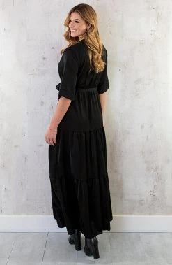 Kimono Maxi Dress Zwart -Kleding Promotie Winkel Kimono Maxi Dress Zwart 3 586x900 1