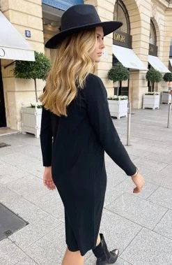 Knitted Dress Zwart -Kleding Promotie Winkel Knitted Dress Zwart 3 586x900 1