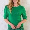 Knitted Pofmouwen Top Ruit Bright Green -Kleding Promotie Winkel Knitted Pofmouwen Top Ruit Bright Green 5 586x900 1