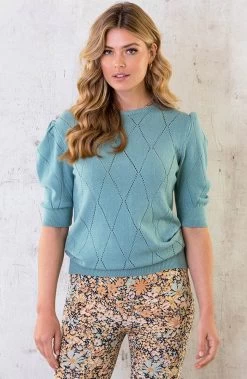 Knitted Pofmouwen Top Ruit Oase