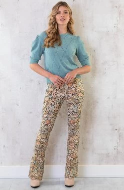 Knitted Pofmouwen Top Ruit Oase -Kleding Promotie Winkel Knitted Pofmouwen Top Ruit Oase 4 586x900 1