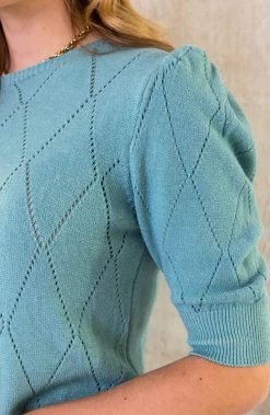 Knitted Pofmouwen Top Ruit Oase -Kleding Promotie Winkel Knitted Pofmouwen Top Ruit Oase 5 586x900 1