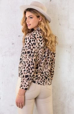 Knopen Blouse Dots Print Beige -Kleding Promotie Winkel Knopen Blouse Dots Print Beige 4 586x900 1