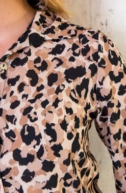 Knopen Blouse Dots Print Beige -Kleding Promotie Winkel Knopen Blouse Dots Print Beige 6 586x900 1