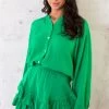Knopen Blouse Mousseline Bright Green -Kleding Promotie Winkel Knopen Blouse Mousseline Bright Green 1 586x900 1