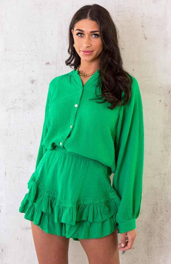 Skort Mousseline Bright Green 4 Skort Mousseline Bright Green - Afbeelding 2