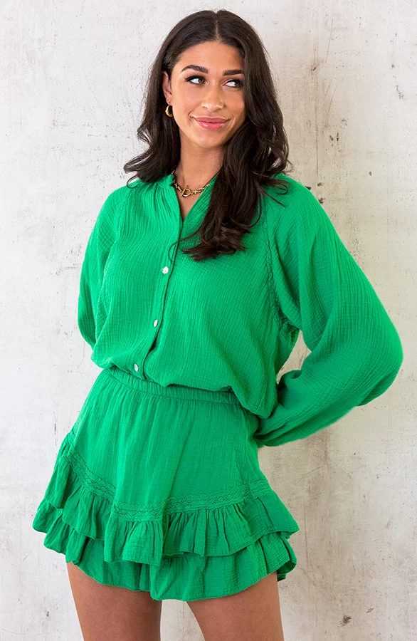 Skort Mousseline Bright Green 5 Skort Mousseline Bright Green - Afbeelding 3