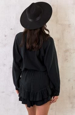 Knopen Blouse Mousseline Zwart -Kleding Promotie Winkel Knopen Blouse Mousseline Zwart 2 586x900 1