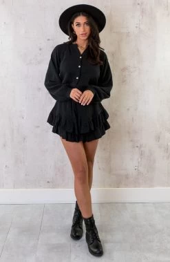 Knopen Blouse Mousseline Zwart -Kleding Promotie Winkel Knopen Blouse Mousseline Zwart 8 586x900 1