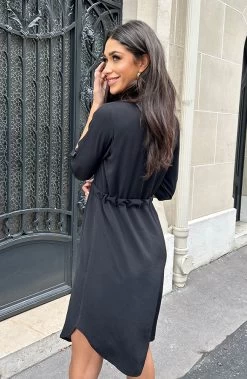 Knopen Jurk Zwart -Kleding Promotie Winkel Knopen Jurk Zwart 1 586x900 2