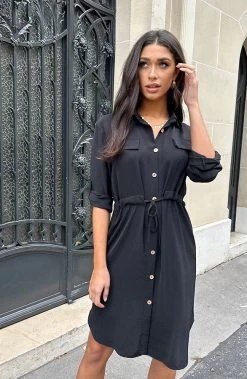 Knopen Jurk Zwart -Kleding Promotie Winkel Knopen Jurk Zwart 4 586x900 2