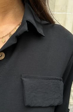 Knopen Jurk Zwart -Kleding Promotie Winkel Knopen Jurk Zwart 586x900 1