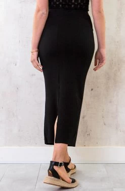 Plateau Sandalen Dames Zwart 15 Plateau Sandalen Dames Zwart -Kleding Promotie Winkel Kokerrok Rib Stretch Lang Split Zwart 2 586x900 1