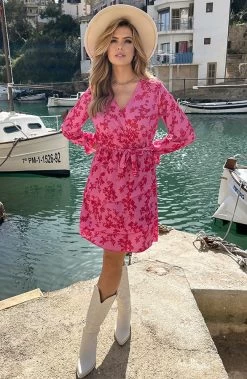 Laagjes Jurk Bloemen Roze Rood -Kleding Promotie Winkel Laagjes Jurk Bloemen Roze Rood 6 586x900 1