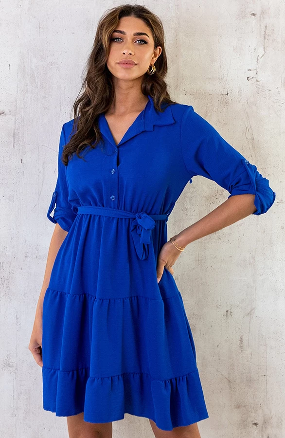 Laagjes Knopen Jurk Kobalt 4 Laagjes Knopen Jurk Kobalt - Afbeelding 2