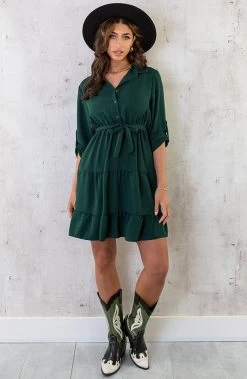 Laagjes Knopen Jurk Smaragd -Kleding Promotie Winkel Laagjes Knopen Jurk Smaragd 6 586x900 1