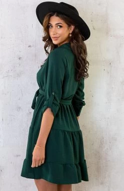 Laagjes Knopen Jurk Smaragd -Kleding Promotie Winkel Laagjes Knopen Jurk Smaragd 7 586x900 1