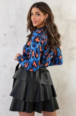 Leopard Blouse Kobalt Oranje -Kleding Promotie Winkel Leopard Blouse Kobalt Oranje 1 1 586x900 1