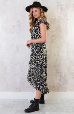 Leopard Jurk Midi Zwart -Kleding Promotie Winkel Leopard Jurk Midi Zwart 1 586x900 1