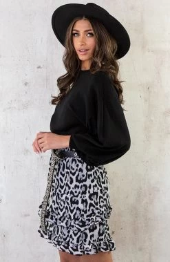 Pofmouwen Trui Zwart -Kleding Promotie Winkel Leopard Laagjes Rok Grijs 10 586x900 1