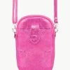 Leren Telefoon Tasje Metallic Pink