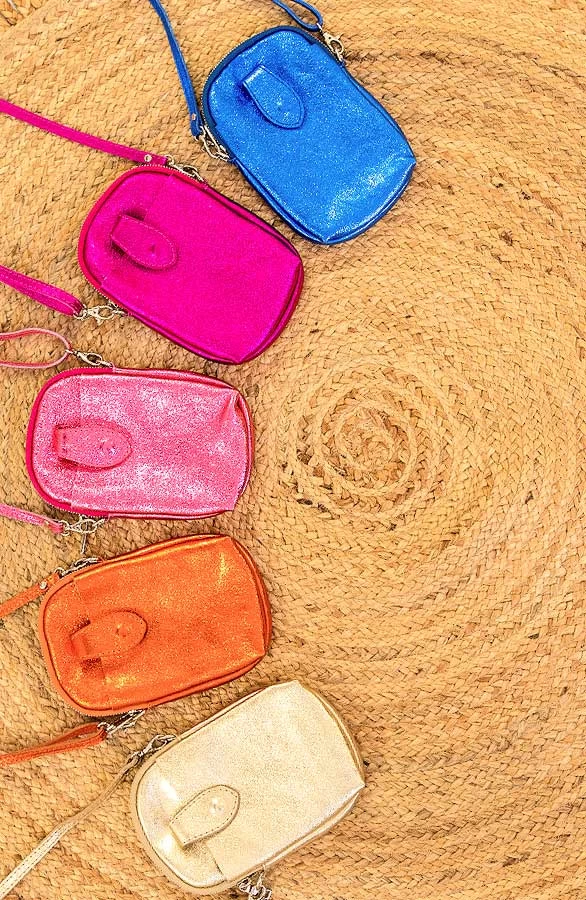 Leren Telefoon Tasje Metallic Fuchsia 4 Leren Telefoon Tasje Metallic Fuchsia - Afbeelding 2