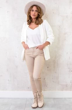 Biker Buckle Zip Boots Beige -Kleding Promotie Winkel Limited Blazer Offwhite 2 586x900 1