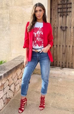 Amor Print Top Rood -Kleding Promotie Winkel Limited Blazer Rood 2 2 586x900 1