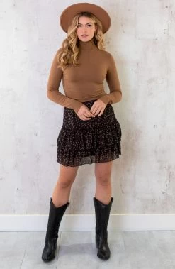 Coltrui Dames Camel -Kleding Promotie Winkel Limited Hartjes Laagjes Rok Camel 7 586x900 1