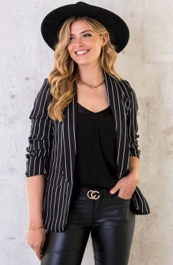Fashion Riem Zwart Goud -Kleding Promotie Winkel Limited Strepen Blazer Zwart 2 5 586x900 1