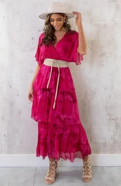 Limited Zijde Maxi Jurk Fuchsia -Kleding Promotie Winkel Limited Zijde Maxi Jurk Fuchsia 4 586x900 1