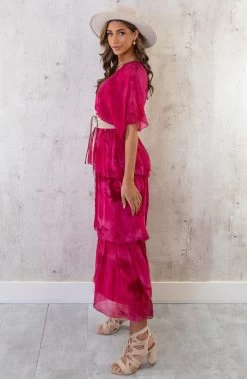 Limited Zijde Maxi Jurk Fuchsia -Kleding Promotie Winkel Limited Zijde Maxi Jurk Fuchsia 5 586x900 1
