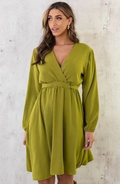 Londen Jurk Olive -Kleding Promotie Winkel Londen Jurk Olive 2 586x900 1