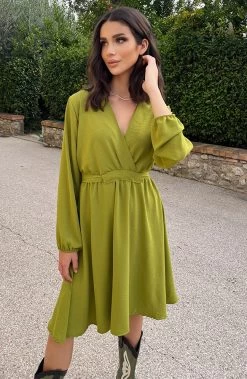 Londen Jurk Olive -Kleding Promotie Winkel Londen Jurk Olive 2 586x900 2