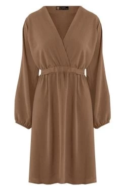 Londen Jurk Taupe -Kleding Promotie Winkel Londen Jurk Taupe 586x900 2